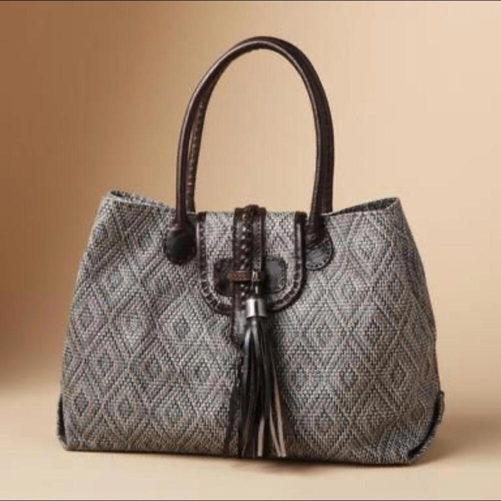CARLA MANCINI Italian Leather GALLERIA KARA WOVEN TOTE Bag Purse